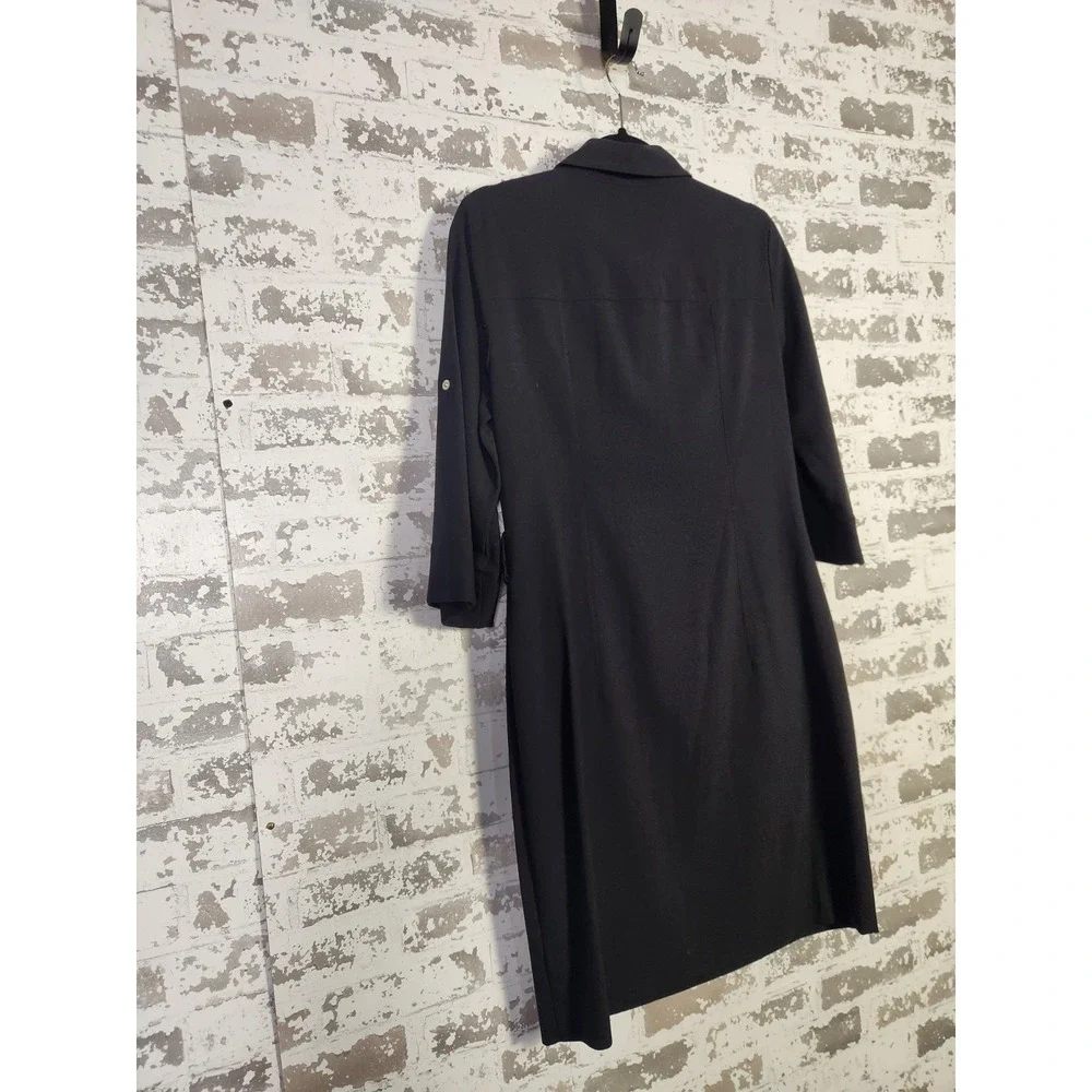 Michael Kors Shirt Dress Medium Black Zip Front Knee‎ Length Pockets Utility